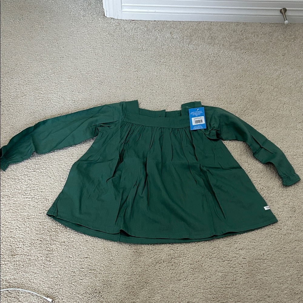 Ruffle Butts Spruce Woven Luxe Square Neck Long Sleeve Blouse size 8